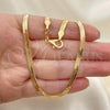 Oro Laminado Basic Necklace, Gold Filled Style Herringbone Design, Polished, Golden Finish, 04.58.0020.18