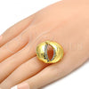 Oro Laminado Multi Stone Ring, Gold Filled Style with White Crystal, Polished, Golden Finish, 01.241.0035.09 (Size 9)