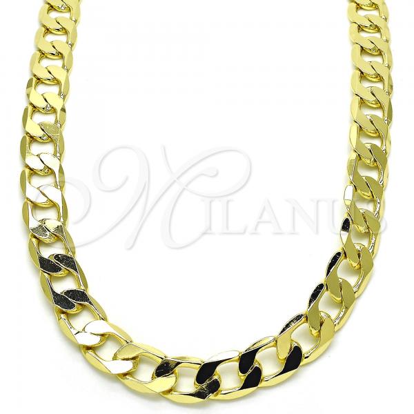 Oro Laminado Basic Necklace, Gold Filled Style Curb Design, Polished, Golden Finish, 5.222.001.22
