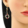 Oro Laminado Long Earring, Gold Filled Style with Multicolor Cubic Zirconia, Polished, Golden Finish, 02.387.0054.1