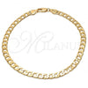 Oro Laminado Basic Anklet, Gold Filled Style Curb Design, Polished, Golden Finish, 5.222.004.10