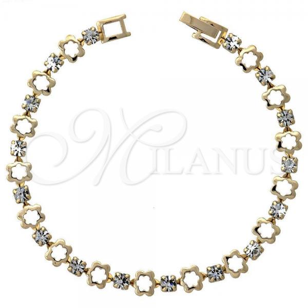 Oro Laminado Tennis Bracelet, Gold Filled Style Flower Design, with  Cubic Zirconia, Golden Finish, 5.023.012