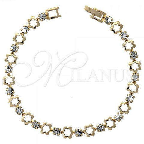 Oro Laminado Tennis Bracelet, Gold Filled Style Flower Design, with  Cubic Zirconia, Golden Finish, 5.023.012