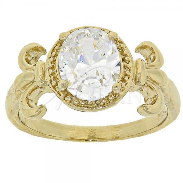 Oro Laminado Multi Stone Ring, Gold Filled Style with White Cubic Zirconia, Polished, Golden Finish, 5.167.018.07 (Size 7)