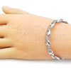 Rhodium Plated Individual Bangle, Puff Mariner Design, with White Micro Pave, Polished, Rhodium Finish, 07.60.0016.1