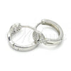 Sterling Silver Huggie Hoop, with White Micro Pave, Polished, Rhodium Finish, 02.175.0165.15