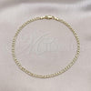 Oro Laminado Basic Anklet, Gold Filled Style Figaro Design, Polished, Golden Finish, 04.213.0240.10