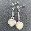 Sterling Silver Dangle Earring, Heart Design, with White Opal, Polished, Silver Finish, 02.391.0004