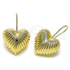 Oro Laminado Stud Earring, Gold Filled Style Heart and Hollow Design, Polished, Golden Finish, 02.163.0362