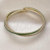 Oro Laminado Individual Bangle, Gold Filled Style with Green and White Cubic Zirconia, Polished, Golden Finish, 07.284.0003.1