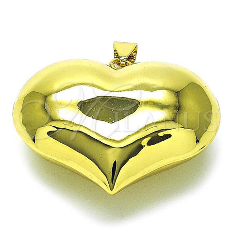 Oro Laminado Fancy Pendant, Gold Filled Style Heart and Hollow Design, Polished, Golden Finish, 05.341.0096