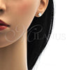 Oro Laminado Stud Earring, Gold Filled Style with White Cubic Zirconia, Polished, Golden Finish, 5.128.018