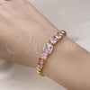 Oro Laminado Fancy Bracelet, Gold Filled Style with Pink Cubic Zirconia and White Micro Pave, Polished, Golden Finish, 03.283.0314.07