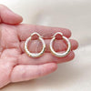 Oro Laminado Medium Hoop, Gold Filled Style Hollow Design, Diamond Cutting Finish, Tricolor, 02.213.0309.1.25