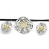 Oro Laminado Necklace and Earring, Gold Filled Style Spiral and Leaf Design, Polished, Two Tone, 06.59.0112