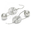 Sterling Silver Dangle Earring, Ball Design, Polished, Rhodium Finish, 02.183.0031