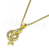 Oro Laminado Pendant Necklace, Gold Filled Style Dolphin Design, with White Micro Pave, Polished, Golden Finish, 04.156.0463.20