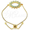 Oro Laminado Adjustable Bolo Bracelet, Gold Filled Style with Turquoise Cubic Zirconia, Polished, Golden Finish, 03.316.0026.1.10