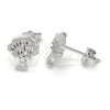 Sterling Silver Stud Earring, Tree Design, with White Crystal, Polished, Rhodium Finish, 02.336.0045