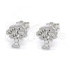 Sterling Silver Stud Earring, Tree Design, with White Crystal, Polished, Rhodium Finish, 02.336.0045