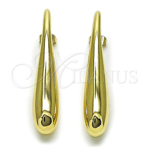 Oro Laminado Stud Earring, Gold Filled Style Teardrop and Hollow Design, Polished, Golden Finish, 02.428.0046