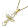 Oro Laminado Pendant Necklace, Gold Filled Style Crucifix Design, Polished, Golden Finish, 04.242.0105.20