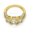 Oro Laminado Multi Stone Ring, Gold Filled Style with White Cubic Zirconia, Polished, Golden Finish, 01.284.0017.07 (Size 7)