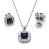 Sterling Silver Earring and Pendant Adult Set, with Sapphire Blue and White Cubic Zirconia, Polished, Rhodium Finish, 10.286.0026.3