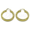 Oro Laminado Medium Hoop, Gold Filled Style Hollow Design, Diamond Cutting Finish, Golden Finish, 02.170.0309.40