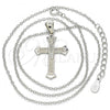 Sterling Silver Pendant Necklace, Cross Design, with White Micro Pave, Polished, Rhodium Finish, 04.336.0117.16