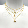 Oro Laminado Pendant Necklace, Gold Filled Style with White Cubic Zirconia, Polished, Golden Finish, 04.60.0011.18
