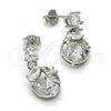 Sterling Silver Dangle Earring, with White Cubic Zirconia, Polished, Rhodium Finish, 02.175.0135