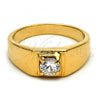 Oro Laminado Mens Ring, Gold Filled Style Solitaire Design, with White Cubic Zirconia, Polished, Golden Finish, 5.175.024.09 (Size 9)