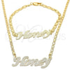 Oro Laminado Necklace and Bracelet, Gold Filled Style Polished, Golden Finish, 06.63.0244