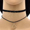 Oro Laminado Fancy Necklace, Gold Filled Style Choker Design, Polished, Golden Finish, 04.215.0015.12