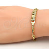 Oro Laminado ID Bracelet, Gold Filled Style Nameplate and Elephant Design, Polished, Golden Finish, 03.213.0010.06