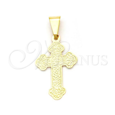 Oro Laminado Religious Pendant, Gold Filled Style Cross Design, Polished, Golden Finish, 05.02.0065