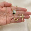 Oro Laminado Medium Rosary, Gold Filled Style San Judas and Crucifix Design, Polished, Golden Finish, 09.253.0038.24