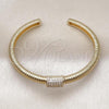 Oro Laminado Individual Bangle, Gold Filled Style with White Cubic Zirconia, Polished, Golden Finish, 07.60.0013