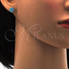 Stainless Steel Stud Earring, with Aqua Blue Crystal, Polished, Golden Finish, 02.271.0007.8