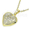 Oro Laminado Locket Pendant, Gold Filled Style Heart and Mom Design, Polished, Golden Finish, 05.117.0007