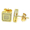 Oro Laminado Stud Earring, Gold Filled Style with White Micro Pave, Polished, Golden Finish, 02.344.0045