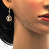 Oro Laminado Dangle Earring, Gold Filled Style Ball Design, Polished, Golden Finish, 5.105.016