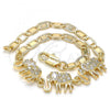 Oro Laminado Fancy Bracelet, Gold Filled Style Elephant Design, with White Cubic Zirconia, Polished, Golden Finish, 03.63.1990.08