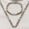 Stainless Steel Necklace and Bracelet, Polished, Two Tone, 06.363.0059.1