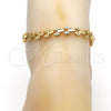 Oro Laminado Fancy Anklet, Gold Filled Style Polished, Golden Finish, 03.210.0064.10