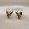 Oro Laminado Stud Earring, Gold Filled Style Heart Design, Polished, Golden Finish, 02.156.0694