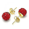 Oro Laminado Stud Earring, Gold Filled Style with Garnet Crystal, Polished, Golden Finish, 02.63.2707.4