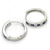 Rhodium Plated Huggie Hoop, with Sapphire Blue and White Cubic Zirconia, Polished, Rhodium Finish, 02.210.0106.8.25