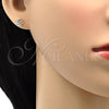 Oro Laminado Stud Earring, Gold Filled Style with White Crystal, Polished, Golden Finish, 02.63.2496 *PROMO*